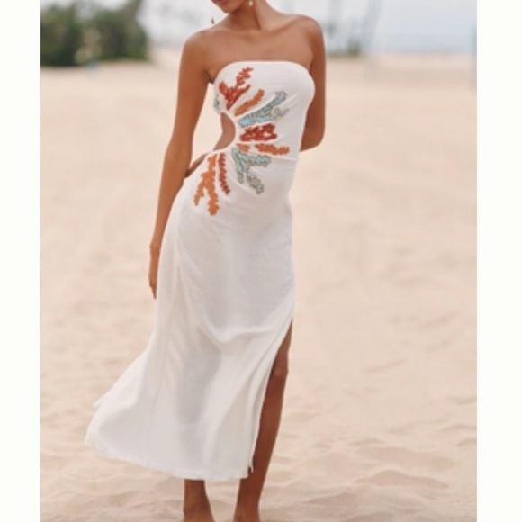 Anthropologie Dresses & Skirts - ANTHROPOLOGIE CELANDINE STRAPLESS CUTOUT LINEN DRESS